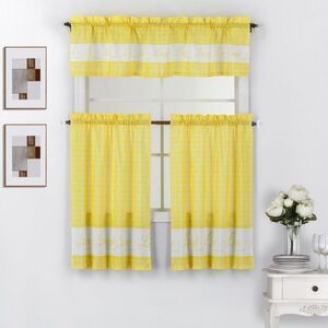 Live Love Laugh 3 Piece Printed Kitchen Window Curtain Valance & Tier Panels Set